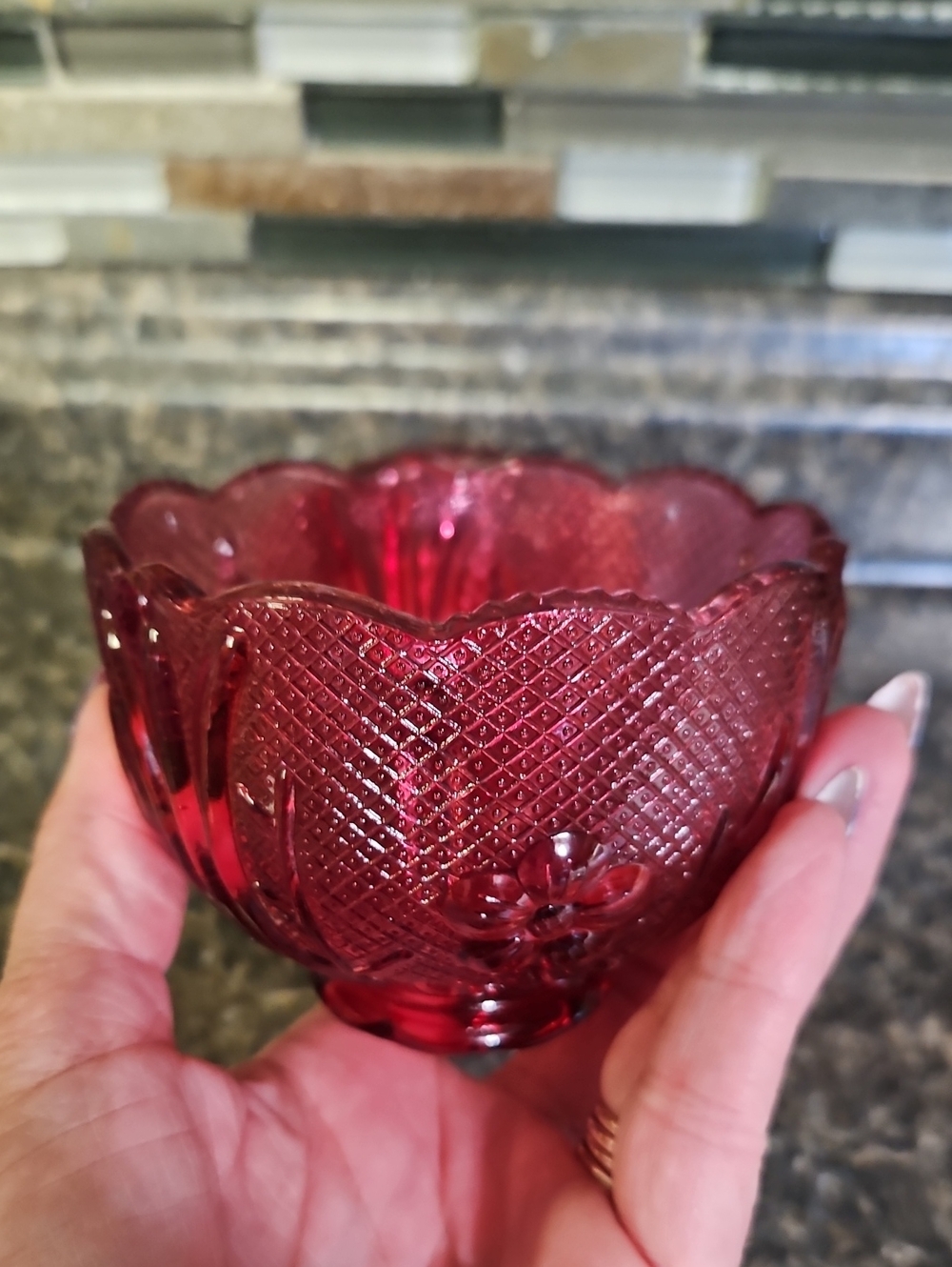 Vintage Indiana Glass cranberry red fairy lamp - Picture 5 of 7